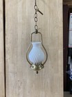 Vintage Hanging Lamp Light Fixture White Swirl Milk Glass Shade Ceiling Pendant