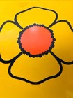 Vintage Mod Golden Yellow Flower Serving Tray Retro Floral Mid Century Style