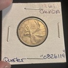 1961 Canada 25 Cents Silver Circulated    0826114    Canadian Quarter 25c