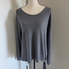 A New Day Top Womens Medium Gray Loose Shirt Long Sleeve Blouse Knit W Tie Knot
