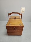Vintage Mid Century Unmarked Accordion Wood Sewing Box