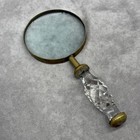 Vintage Brass Magnifying Glass With Crystal Handle