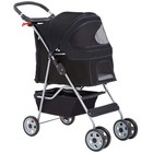 Pet Stroller Cat Dog Cage Stroller Travel Folding Carrier black