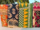 Indian Vintage Reversible Kantha Quilt Wholesale Lot Of 3 Pc Throw Blanket Ralli