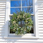 24 Inch Greenery Wreaths For Front Door     Artificial Eucalyptus Wreath With W   