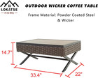 Outdoor Side Wicker Patio Rattan Bistro Furniture Metal Frame End Coffee Tables 