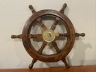 Nautical Marine Wooden 12  Ship boat Steering Wheel Brass Pirate Wall Decor