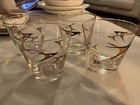 Set Of  4  Vintage  Boomerang Atomic Cocktail Glasses Black Gold