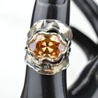 Vintage Israel 925 Sterling Silver Citrine Statement Ring Melted Band Size 6 5