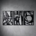 3 Pcs Modern Abstract Black Metal Wall Art Minimalist Geometric Hanging