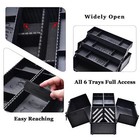 Makeup Train Case Cosmetic Storage Box 6 Trays Organizer W Lock   Shoulder Strap