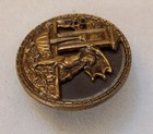 Vintage Antique 1 5  Metal Picture Button Cherub Cupid At The Fountain Sewing