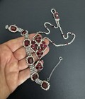 Vintage Kramer Ruby Rhinestone Unsigned Necklace signed Bracelet Lot Of 2