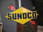 Large Rare Sunoco Gasoline Arrow 3ft Porcelain Enamel Sign Automobile Racing 