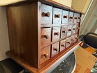Antique 18 Drawer Hardwood Table Top Apothecary Watchmaker Cabinet