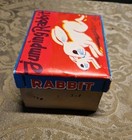 Vintage Wind Up  jumping  Rabbit  Soft Rabbit Fur Pink Glass Eyes Original Box 