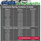 200pcs Spring Assortment Kit Zinc Plated Extension And Compression Springs Kit W
