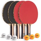 Ping Pong Paddle Set 4 Wood Rackets   6 Balls Table Tennis Red  Black 6x10 2x1