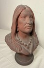 Antique Handmade Native American Indian Terracotta Pottery Bust Sculpture Statue