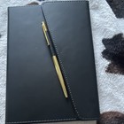 Black Faux Leather Lined Journal Notebook Diary W  Strap Closure