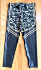 Men   s Pro Wrestling Tights Wet Black camo W  Gold Trim Sz Xl 42   44 Spandex