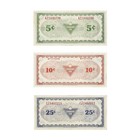 1 Set Of 3 Canadian Tire Paper Money 5c  10c   25c Xf