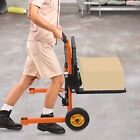440lb Hydraulic Material Lift Winch Stacker Adjustable Pallet Truck Dolly 6-40cm