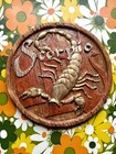 Vintage 70s Chalkware Scorpio Painted Wall Plaque 10  Retro Zodiac Astrology