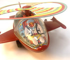 Vintage Wind-up Metal Toy Space Ship Works Great