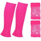 2 Pairs Neon Leg Warmers And Fishnet Gloves 80s Neon Costume Accessories For