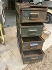 Lot Of 4 Vintage Industrial Metal Storage Bins With 4 Frames