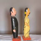 Vtg Hand Painted Wooden Indian Dolls Figurine Pair Man Woman Folk Art 4  Tall