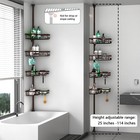 Corner Shower Caddy Tension Pole -adjustable 4-tier Shower Shelf Stainless Steel