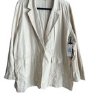 Nwt Dkny Jeans Womens Oversized Cotton Twill Blazer Jacket In Desert Beige