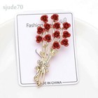 Rose Flower Brooch Pin Crystal Rhinestone Bouquet Brooches Wedding Jewelry Gifts
