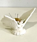Vintage Butterfly Pin Cushion - Ardalt Bone China W Velvet Cushion - 2 75  X 4  