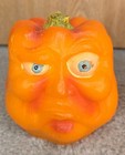 Pumpkin Jack-o-lantern Candle Anthropomorphic Halloween Face Wax Pair Set 3 