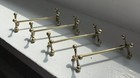 Antique Brass Knife Rest Set Of Four French Boules Design Worn Silver Plate