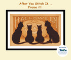Vintage Halloween Scene   453 Pumpkin Black Cats  Counted Cross Stitch Pattern