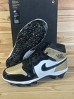 Size 10 5 Jordan Air 1 Td Mid Football Cleats Men s Black Gold White Fj6805-701
