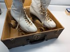 Vintage Chicago Gilash Ware Bros  Leather Roller Skates Sz 7 Wood Wheels W case 