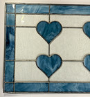Stained Glass Blue Heart Suncatcher Frosted Window Panel Rectangle 29 By 14 Inch