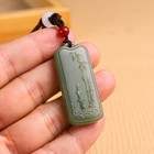 Chinese Natural Green Hetian Jade Jadeite Hand-carved Pendant Bamboo