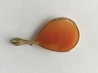 14k Gold Estate Teardrop Shape Shell Cameo Pendant Italy Lady With Flowers Dsva