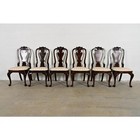 Stickley Queen Anne Carved Solid Mahogany Dining Chairs  Set Of Six