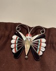 Zuni Sara Edaakie Sterling Silver Multi-stone Inlay Butterfly Pin Pendant