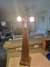 Vintage Wooden 32  Table Lamb Pull Chain Dual Bulbs  comes With 2 New Bulbs