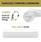 2 5  X 10  Dust Collection Hose   2 Clamps  Puncture-resistant  Flexible  a438 