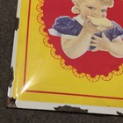 Vintage Sunbeam Bread Porcelain Enamel Sign Rare Concave Original Patina 16x13