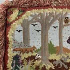 Needlepoint Pheasant Woodland Accent Pillow Cover 16  X 16  Fringed Hand Crafted